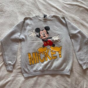 Vintage 90s Disney Mickey Mouse Gray Crewneck Sweater